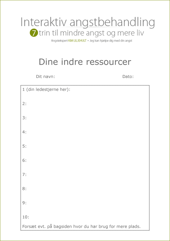 Dine indre ressourcer i din angst behandling